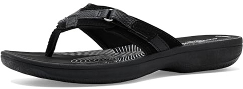 Clarks Women's Breeze Sea Flip-Flop, Black Synthetic/Black Outsole, 7.5 UK