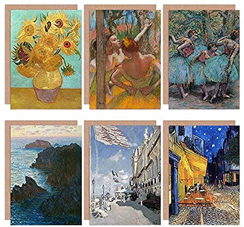 Artery8 Van Gogh Monet Degas Sunflowers Rocks Dancers Mixed Fine Art Greeting Card Pack of 6 Fels, Felsen Tänzer