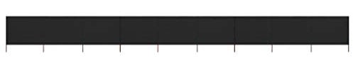 vidaXL Paravent 9 Panneaux Ecran de Plage Anti-Vent Abri de Plage Pare-Vue Coupe-Vent Camping Jardin Pliable Extérieur Tissu 1200x160 cm Noir