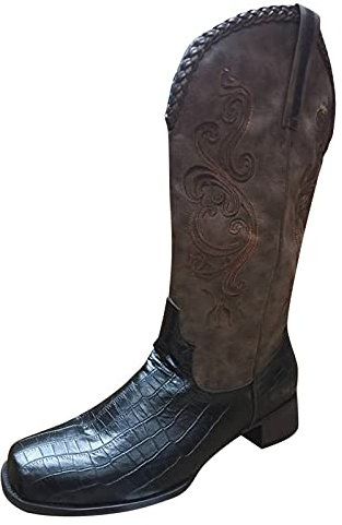 Stivali Western Stivaletti Stivali Scarpe Donna Moda Casual Tacchi Quadrati Tacchi Lunghi alla Caviglia (39,Nero)
