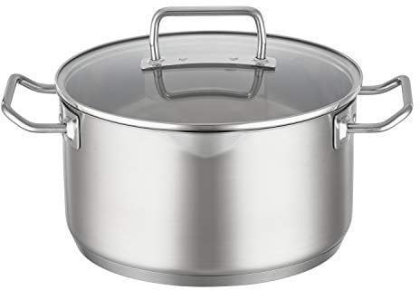 RÖSLE Faitout EXPERTISO - Récipient de Cuisson Universel en Inox 18/10 avec Couvercle en Verre, Bec Verseur et Graduation Intérieure - Compatible Induction et Lave-Vaisselle, 24 cm