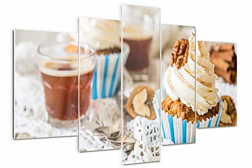 Tulup Glasbild Wandbild Gehärtetem Sicherheitsglas 170x100cm Wandkunst Küche & Wohnzimmer 5 Teile Akrylglas - Cupcakes