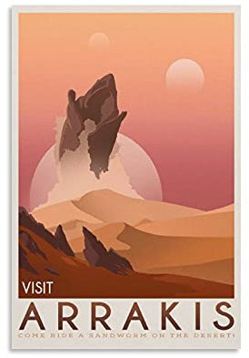 KKMM Arrakis Dune Sandworm Frank Herbert Poster Retro Reise Poster Dekorative Malerei Leinwand Wandkunst Wohnzimmer Poster Schlafzimmer Gemälde 40 x 60 cm