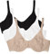 Fruit of the Loom Women's Cotton Stretch Extreme Comfort T Shirt Bra, Black Hue/Sand/White, 38C UK