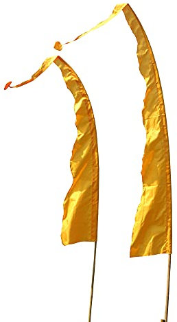 DEKOVALENZ Banderas de Bali Tela Wave con Punta en Forma de Corazón, Longitudes, Longitud:3 Meter, Color:Amarillo Dorado