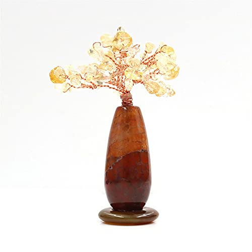 DOUPE Healing crystal decoration Natural Agate Water Bottle Quartz Crystal Gravel Life Tree Feng Shui Healing Crystal Stone Home Decoration (Color : Citrine)