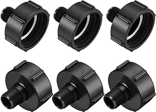 IBC-Adapter 275, 330 Gallonen, 5,1 cm Grobgewinde x 1,9 cm, Gartenschlauch-Außengewinde, IBC-Schlauchadapter, Wassertank-Schlauchadapter (6 Stück)