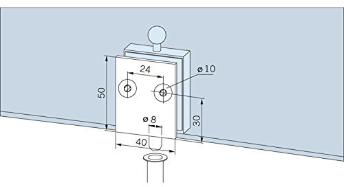 Dorma Glas Feststellriegel (Türfeststeller) mit Bodenbuchse, für 8mm Glasstärke, Glastürbeschlag Alu silber eloxiert