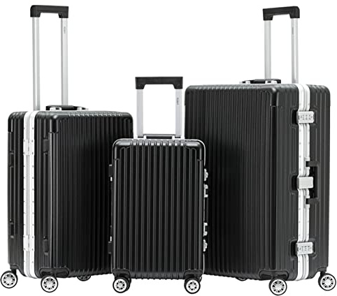 Flight Knight Premium Travel Suitcase - 8 Spinner Wheels - Built-in Side Lock Lightweight Aluminium Frame, ABS Hard Shell Carry on Check in Luggage Highly Durable - Approved for Over 100 Airlines