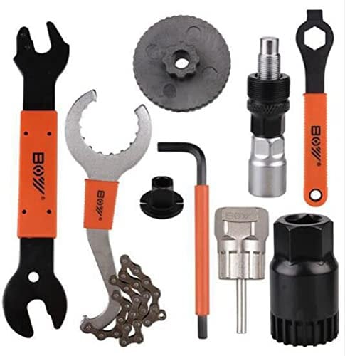 NOUJEN Fahrrad Reparatur Werkzeug Kit, Kurbelabzieher, Fahrrad Kurbel Abzieher, Fahrrad Tretlager Entferner, Sechskant Inbusschlüssel, 16 mm 15 mm Schraubenschlüssel, Fahrrad-Pedalschlüssel