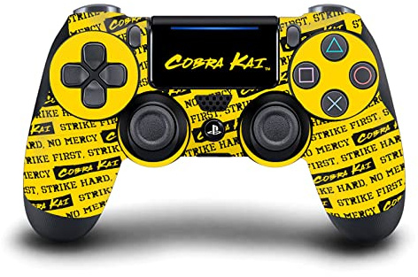 Head Case Designs Offizielle Cobra Kai Logo Ikonisch Vinyl Haut Gaming Aufkleber Abziehbild Abdeckung kompatibel mit Sony PlayStation 4 PS4 DualShock 4 Controller
