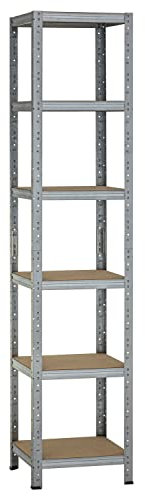 Dysell Schwerlast-Regal 200x45x45 (6HB/146) - Verzinkt - 6 extrastarke HDF-Böden - 876kg Tragkraft - Steckregal für Lager, Garage, Keller, Werkstatt