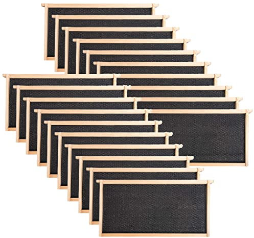 Maybee 20 Stück Honigbienen-Rahmen mit 100 % Bienenwachs-Beschichtung, lebensmittelechte Foundation-Blätter, komplett unmontierte, tiefe Bienenstock-Rahmen und Grundierungen