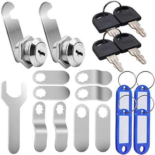 VEGCOO 2 Pièces Verrou de Sécurité pour Boîte Aux Lettres 16 mm, Serrure à Came pour Tiroir D'armoire, Casier, Classeur, Boîte à Outils, Porte de Placard Avec Clés