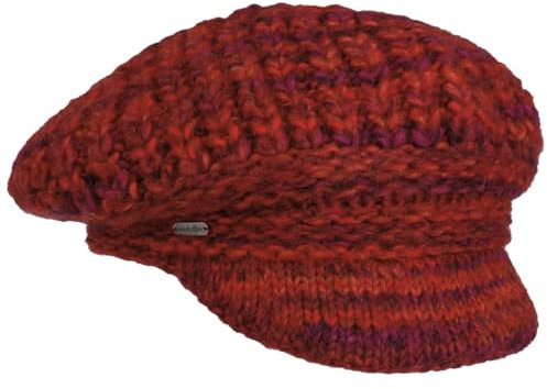McBURN Lasenia Strick Ballonmütze Strickmütze Damenmütze Schirmmütze Damen - Made in Italy mit Schirm, Schirm Winter Herbst-Winter - One Size rot