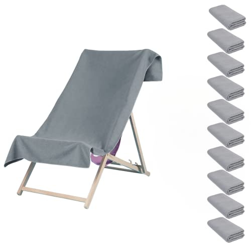 Brentfords Beach Towel Holiday Essentials, Pack of Beach Towels for Adults Quick Dry Towel Swimming Pool Gym Yoga Microfibre Towel Large Sand Free, Charcoal Grey Set of 10