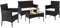 LEADZM Gartenmöbel Set,Balkonmöbel,Polyester Rattan Sitzgarnitur,Balkonmöbel,Wetterfest,UV-Schutz, Sitzplätze für 4 Personen,Sofa für 2 Personen, 2 Einzelsessel,für Wohnzimmer,Balkon, Garten,Schwarz