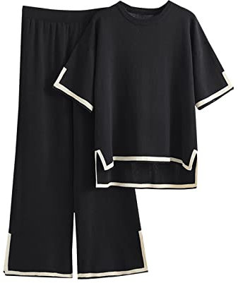 tsaChick Damen Trainingsanzug Zweiteiler Frauen 2-teiliges Sweatsuit Loungewear Hausanzug Freizeitanzug Fitnessanzug Sportanzug Jogginganzug Lässig Oberteile Und Lange Hose