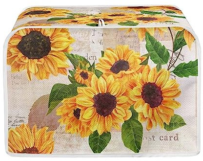 Eheartsgir Sunflowers Print Kitchen Appliance Cover 2 Slice Toaster Flower Small Appliance Parts Accessories Stain Resistan Coffee Maker Covers Protector
