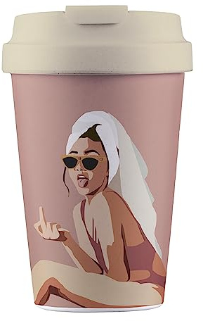 Sustainable Deluxe Cup – Reusable Coffee Mug with Resealable Lid – Cute Travel and To Go Cup for Women – Plant based – Dishwasher Safe, Microwavable and light weight – BPA and Melamine Free – 12 oz