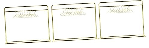 Toyvian 3 Sets Mini-Kleiderbügel Baby-Dekoration Kinderschrank Baby-Dekorationen Puppen-Kleiderständer Mit Kleiderbügeln Puppen-Kleiderstange Puppen-Kleiderbügel Eisen Goldener