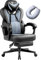 Vigosit Chaise Gaming, Chaise Bureau Ergonomique pour Adulte, Inclinable Fauteuil De Bureau Siege Gaming avec Accoudoirs Repose-Pieds Et Support Lombaire, Mesh Gamer Chair Confortable (Gris Clair)