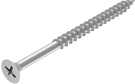 SECCARO Viti per truciolato 5 x 80 mm, in acciaio inox V2A VA A2, viti per legno con filettatura parziale, Phillips a croce/PZ, 100 pezzi