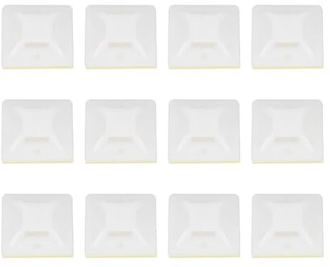 Juego de 500 bases adhesivas para bridas, 18 x 18 mm, 500 unidades, color blanco, autoadhesivas, con dos puntos de rosca, abrazadera para cables, soportes para bridas, base de montaje