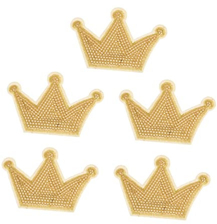 EXCEART Eisen Auf Abzeichen Zeichen Pailletten Patches Stickerei Patch Nähen Patch Gold Krone Applikationen Kappe Dekorationen Krone Vintage 5 Stück