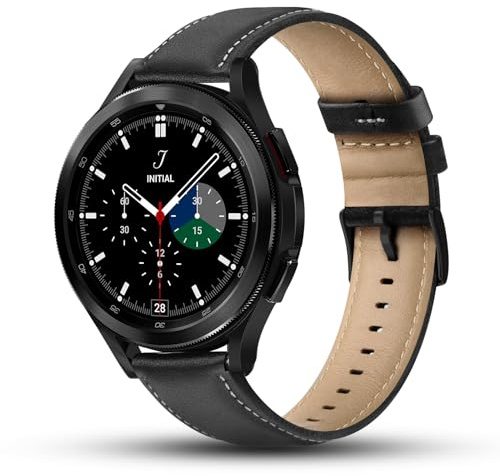 Tuocal 22mm Lederarmband Kompatibel Mit Samsung Galaxy Watch 3 46mm, Huawei Watch GT 3 46mm/3 Pro/GT 2, Gear S3 - Echtes Leder Ersatzband, Klassisch Schwarz