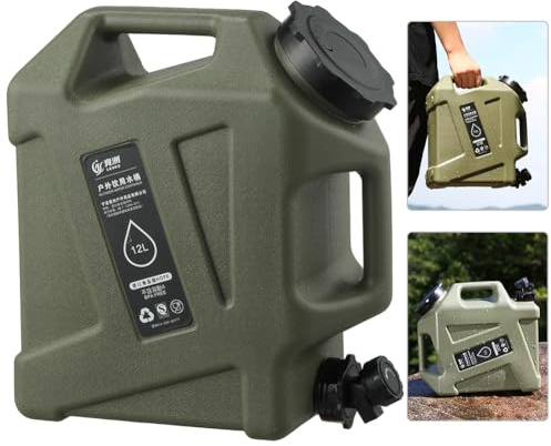 Starnearby Bidon d'eau avec Robinet 10L-25L, Réservoir d'eau Potable, Jerrican Alimentaire Camping, Conteneur d'eau sans BPA avec Robinet Amovible pour Camping, Randonnée, Barbecue, Pêche (A-12L Vert)