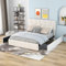 LATICO Polsterbett 140 x 200 cm-Doppelbett Bett mit Lattenrost, Plattform Bett mit Vier Schubladen auf Zwei Seiten, Verstellbares Kopfteil, Jugendbett Gästebett, Samtpolsterung, ohne Matratze Beige