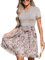 CUPSHE Damen Sommerkleid Rundhals Kurzarm Blumendruck T Shirt Kleid Taillenschnürung A Linie Freizeitkleider Tunika Mini Dress Braunes Paisley S
