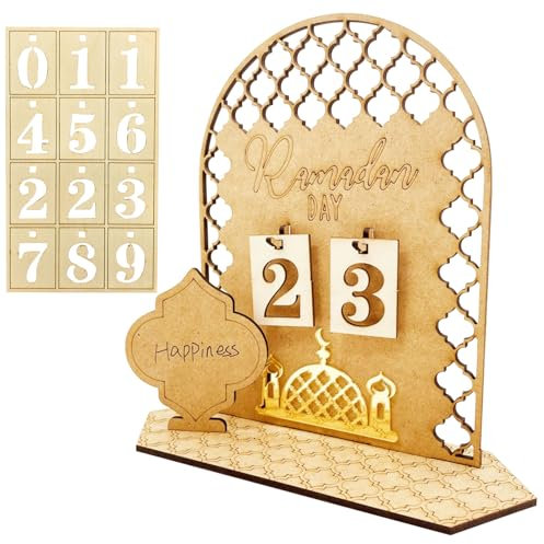 Ramadan Kalender, Eid Mubarak Kalender, Ramadan Dekorationen Countdown-Kalender für Zuhause, Ramadan Dekoration Aus Holz, Ramadan aus Holz Countdown-kalender Ornament, Ramadan Geschenke für Kinder