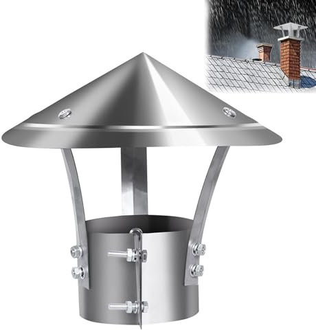 Chapeau De Cheminée,Chapeau Capot Cheminée Chapeau Conduit De Fumée Chapeau De Cheminée Pare Pluie INOX,Anti-Pluie Et Neige,pour Cheminee Ou Fumisterie Poele Exterieur Tubage,Diameter 140mm