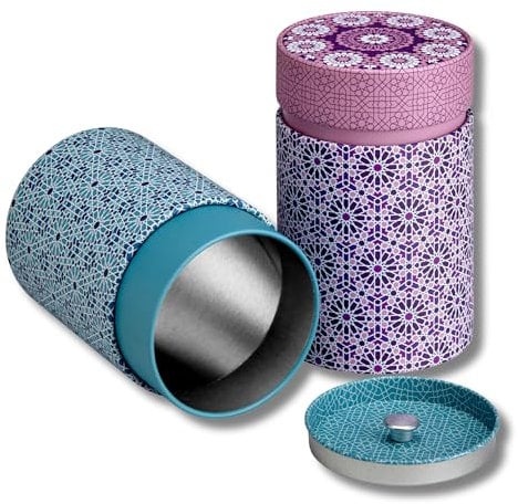 Dose Andalusia je 150g - 2er Set - mit bunten Motiven aufwendig lackiert, Innendeckel und Stülpdeckel - Kaffee- Teedose Ø 7,5cm Höhe 11,7cm Vol. ca.520ml