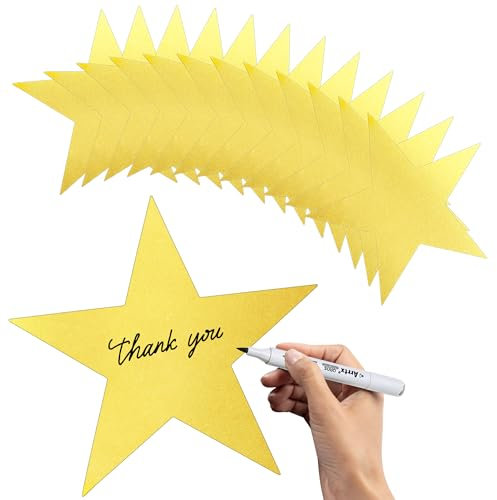 24 Stück goldene Stern-Ausschnitte, 27,9 cm große, doppelt bedruckte Papierstern-Ausschnitte, Pappstern-Ausschnitte, Glitzerstern-Dekorationen für Klassenzimmer, Wand, Filmnacht, Pinnwand,
