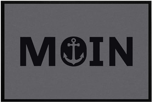 OM3® lustige Fußmatte mit Spruch - Moin mit Anker - norddeutsch - Willkommen - rutschfest & waschbar - 60x40cm -