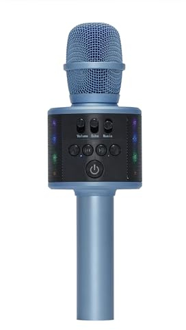 Core Innovations Wireless Bluetooth Karaoke Microphone with Built-in Speakers + HD Recording, Portable Handheld Mic | Blue