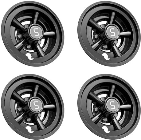 Shu-Ran 8 Inch Golf Cart Wheel Cover Hub Caps, Universal Black Golf Cart Hub Snap-on Installation for Most Golf Carts Yamaha, Club Car, EZGO (Set of 4)