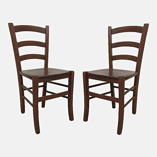 Dmora - Ensemble de 2 chaises Classiques en Bois, pour Salle à Manger, Cuisine ou Salon, Made in Italy, cm 44x45h87, Assise h cm 47, Couleur Noyer