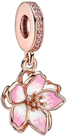 Wedanor Donna Ciondolo-Rosa Daisy Dangle Argento 925 Colgantes con Zirconia cubica per Charm Bracciale