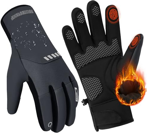 Vilico Winterhandschuhe Herren Wasserdicht Touchscreen,Fleece Warm Thermal Winter Handschuhe Touchscreen,für Radfahren,Fahrrad,Motorrad，Skifahren