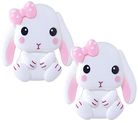 BELLIFFY 2stücke Teiliges DIY Resin Dekor Hasen Aufkleber Handgefertigte Süße Ornamente Aus Hochwertigem Kunstharz Vielseitiges Bastelmaterial Für Handyhüllen Stifteetuis Und Kreative Dekor