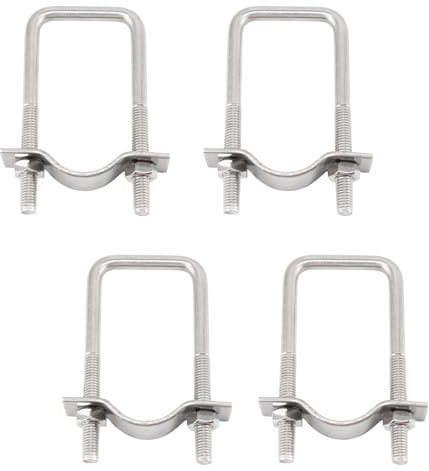 Lot de 4 colliers de serrage carrés en U en acier inoxydable 304 avec plaques et écrous 6 x 45 x 90 mm