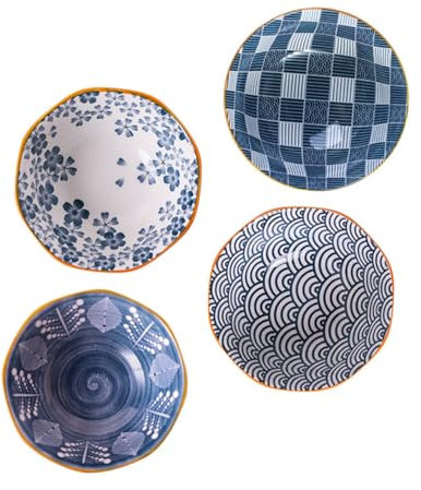 TOPBATHY Ensemble De 4 Bols En Céramique - Soupe Ramen Rangement De Nouilles Vaisselle Élégante Ustensiles De Cuisine