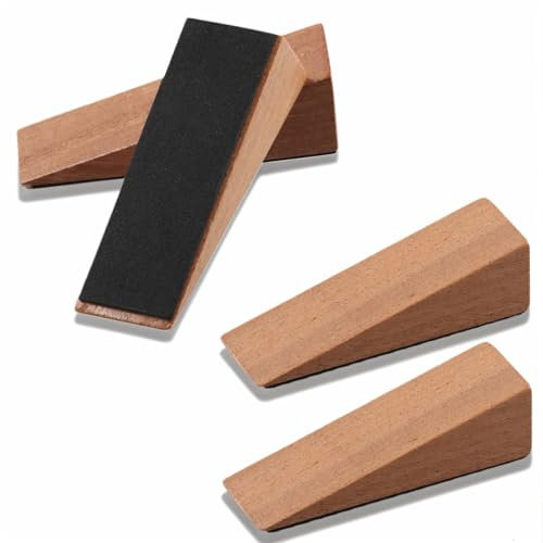 4 Pcs Türstopper Keil Holz, 9x3x2,5 cm Türkeil aus Holz mit Gummi, türSTOopper Boden, Buchenholz türstopper, Vielseitige TürSTopper für Einschließlich Fliesen Teppichboden Stahltür Glastür (Braun)