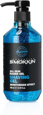 Gel de afeitado para Barba - 500 ml SMOKKIN | Afeitado suave, prevención de la irritación de la piel | Gel de Afeitado fácil de deslizar para todo tipo de pieles 100% Eficaz | Formulación Exclusiva