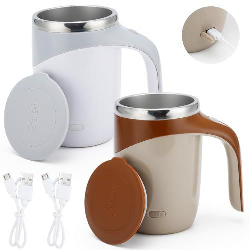 Reespring Tasse à café auto-agitatrice, auto-agitatrice magnétique,rechargeable- Lot de 2 (modèle Combo 1)