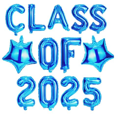 bng-bng Blaue Luftballons der Klasse 2025, Folienballons zum Schulabschluss 2025, 40,6 cm, Banner der Klasse 2025, für Abschlussfeiern, Party-Dekorationen